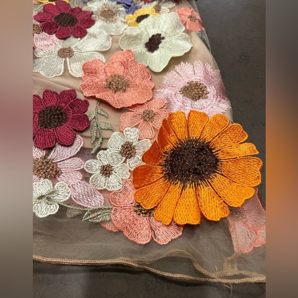 NWT 3-Dimensional Embroidered Floral Sheer Halter Mini Dress Sz: XS - Picture 7 of 16